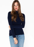 Bamboo Mock Neck L/S Top: Navy