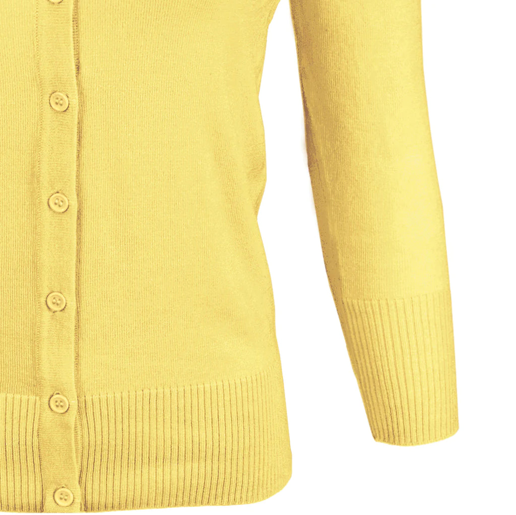 V-Neck 3/4 Sleeve Cardigan: Banana