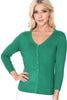 V-Neck 3/4 Sleeve Cardigan: Peach Nector