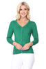 V-Neck 3/4 Sleeve Cardigan: Peach Nector