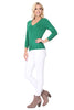 V-Neck 3/4 Sleeve Cardigan: Peach Nector