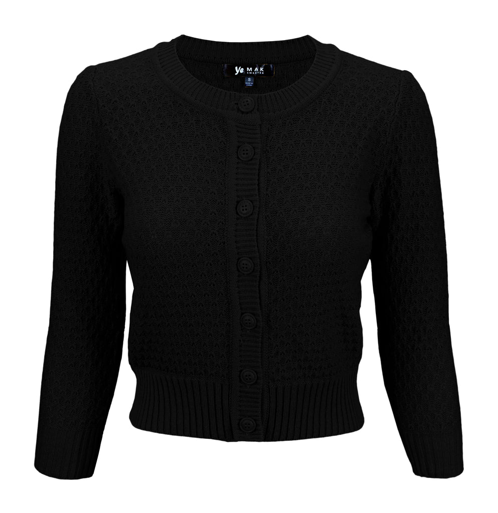 Vintage Style Crochet Cardigan: Black