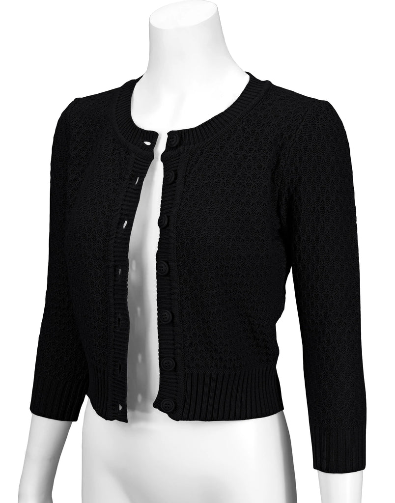 Vintage Style Crochet Cardigan: Black