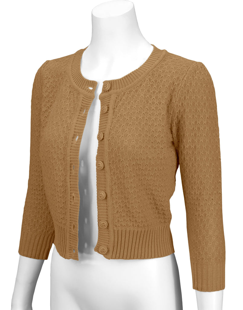 Vintage Style Crochet Cardigan: Camel