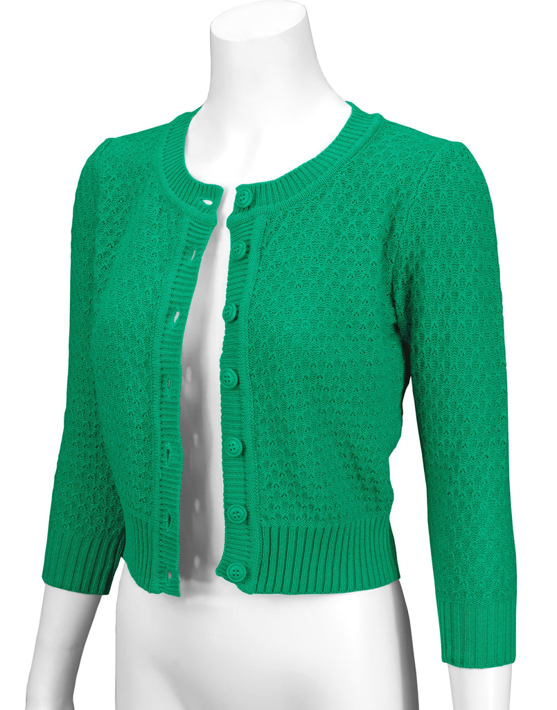 Vintage Style Crochet Cardigan: Kelly Green