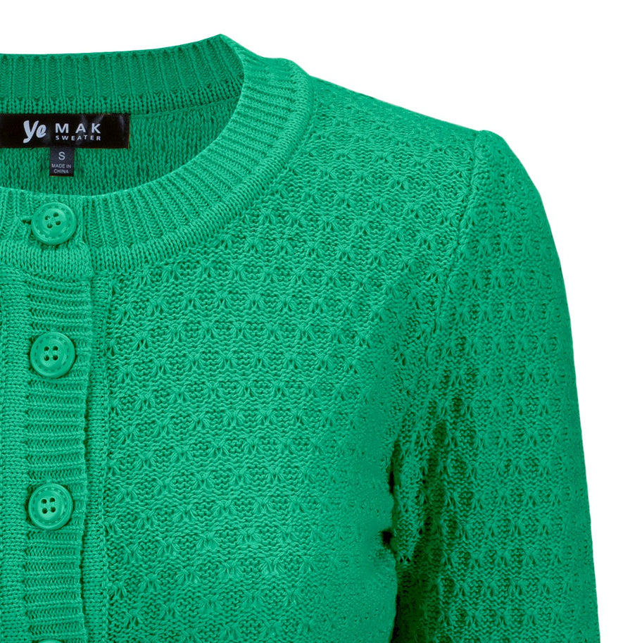 Vintage Style Crochet Cardigan: Kelly Green