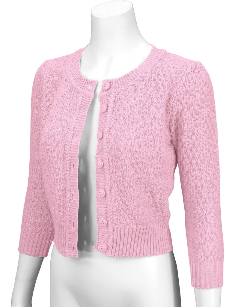 Vintage Style Crochet Cardigan: Light Pink