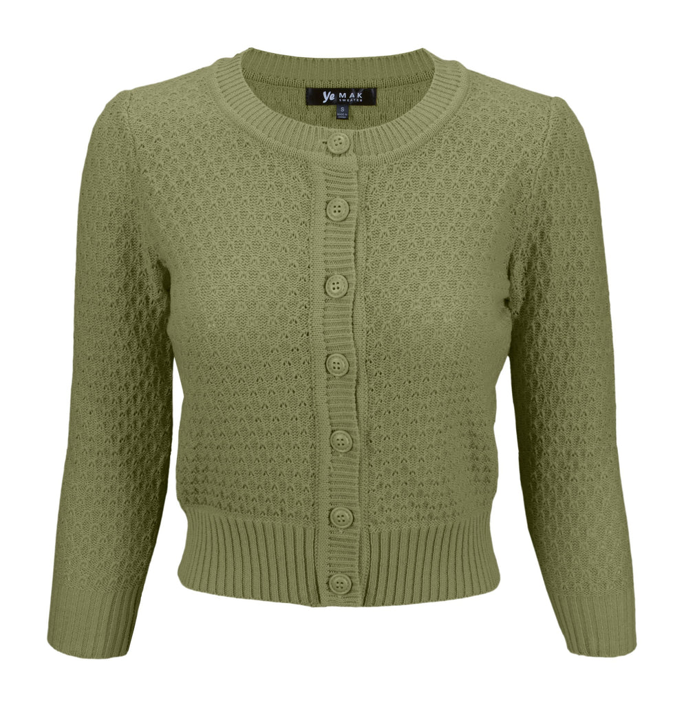 Vintage Style Crochet Cardigan: Sage Green