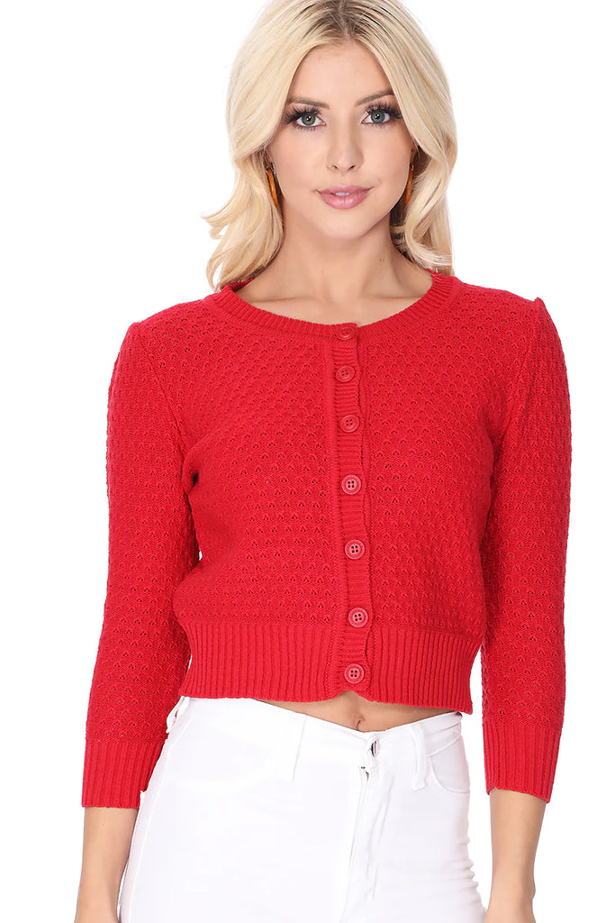 Vintage Style Crochet Cardigan: Magenta