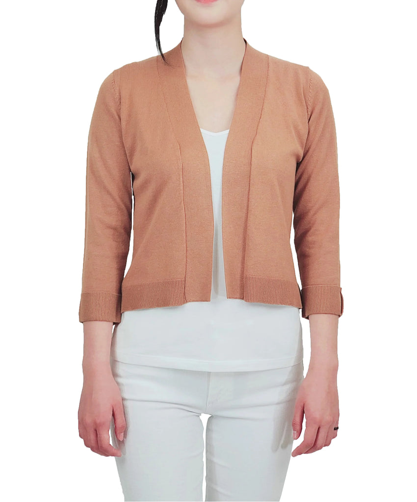 Open Front Cardigan: Camel