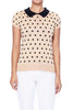 Pop Dots Peter-Pan Collar Pullover: Tan