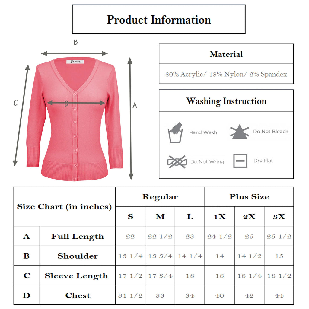 V-Neck 3/4 Sleeve Cardigan: Banana