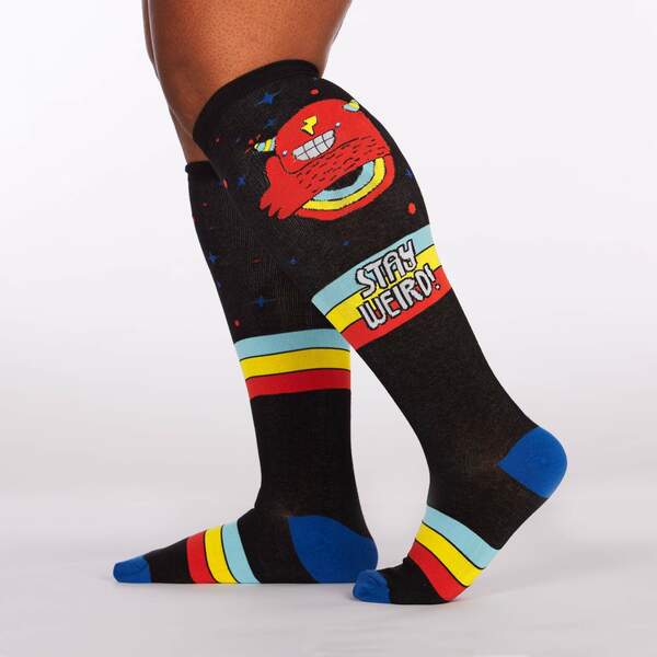 Stay Weird, Wide Calf Knee High Socks