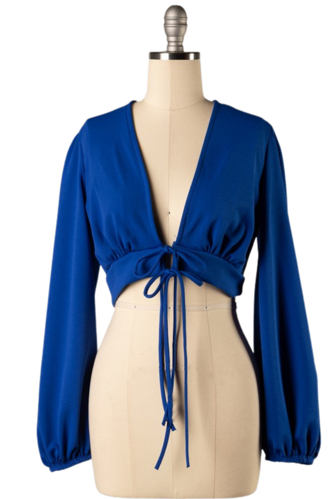 Vintage Style Tie-Front Bolero: Royal Blue