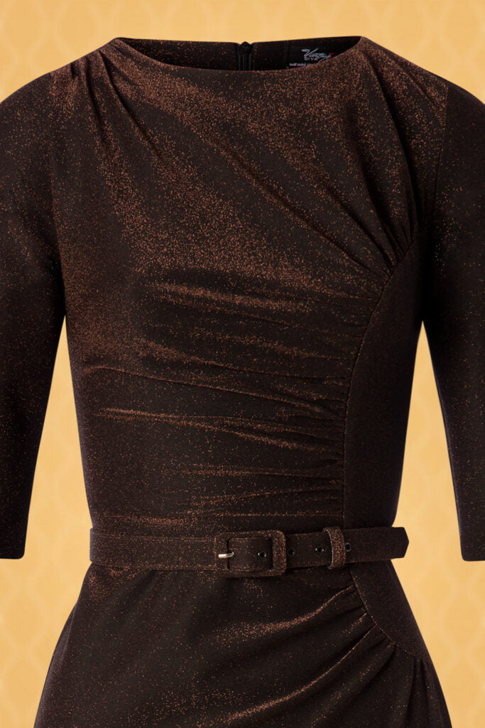 Ava Bronze Glitter Pencil Dress