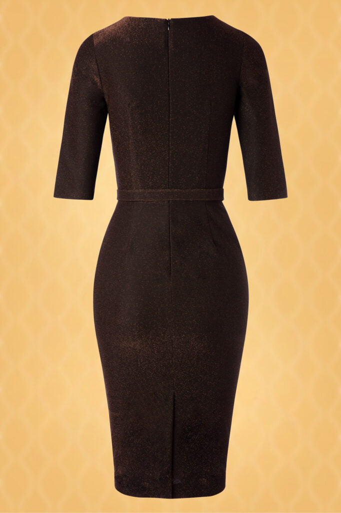 Ava Bronze Glitter Pencil Dress