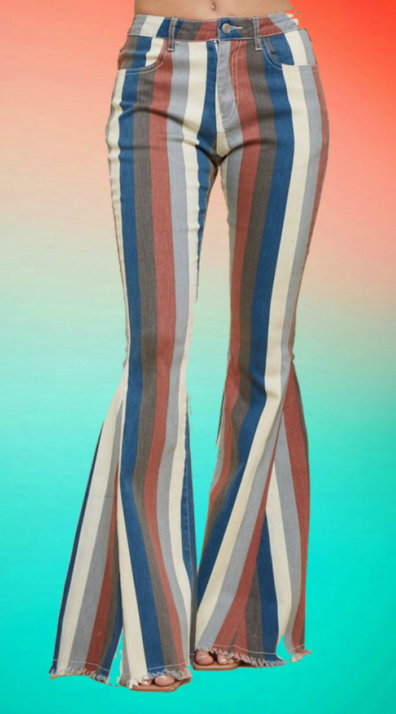 Mellow Stripes Bell Bottom Jeans