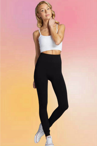 Viscose Sherpa Lined Leggings: Black