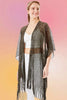 Metallic Mesh Kimono: Black