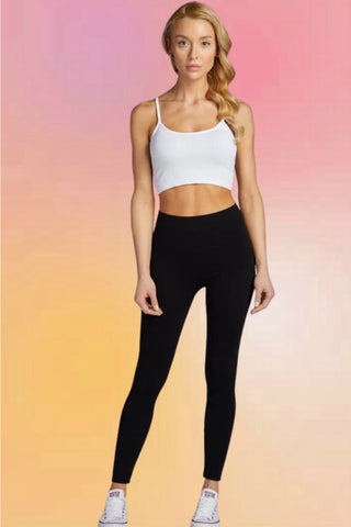 Viscose Sherpa Lined Leggings: Black