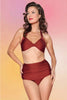 Vintage Style 2 Piece Swimsuit: Burgundy