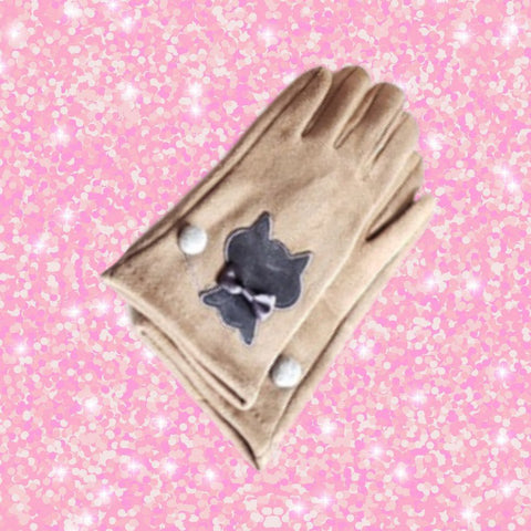 Fluffy Kitty Gloves: Black