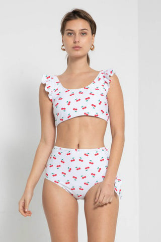 Vintage Style 1 Piece Swimsuit: White on Blue Dots
