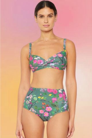 Vintage Style 2 Piece Swimsuit: Tattoo Rose