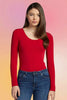 Bamboo Scoop Neck L/S Tee: Red: One Size