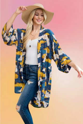 Raven Roses Velvet Kimono