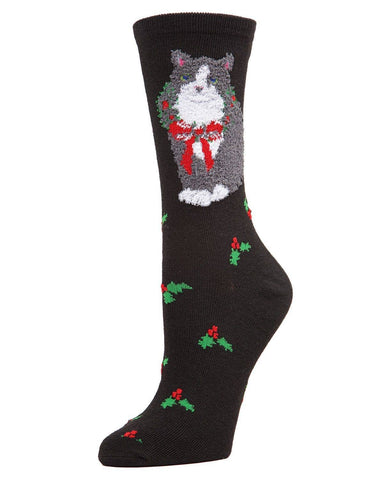 Meowy Christmas Holiday Crew Socks
