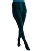 Textured Tartan Tights: Teal/Black / One Size