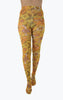 Throwback Floral Printed Tights Mustard: One Size