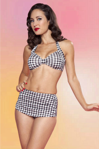 Vintage Style 2 Piece Swimsuit: Black