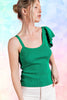 One Shoulder Knit Top: Green