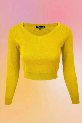 Banana Yellow Cropped Cardigan