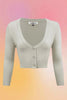 Light Silver Grey Cropped Cardigan