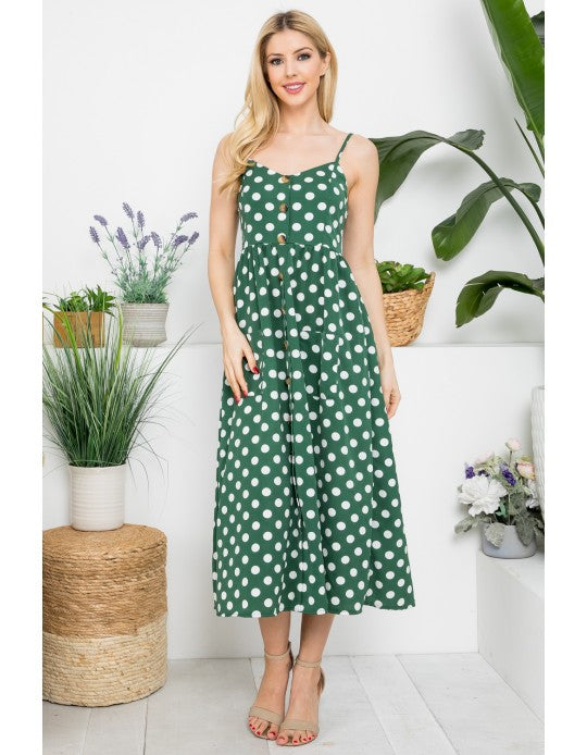 Jungle Green Dots Dress