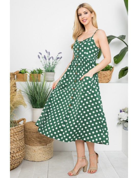 Jungle Green Dots Dress