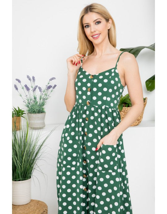 Jungle Green Dots Dress