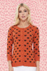 Crew Neck Cat Cardigan: Orange