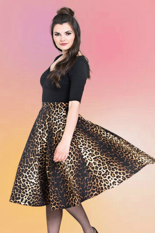 Wine Leopard Stretch Twill Pencil Skirt