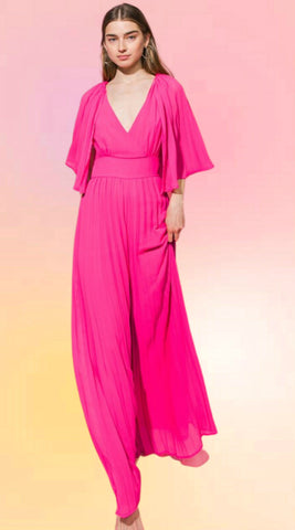 Red Ribbon Smocked Jumpsuit