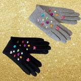 Rainbow Rhinestone Gloves