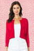 Crew Neck Cropped Cardigan: Red