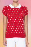 Pop Dots Peter-Pan Collar Pullover: Red