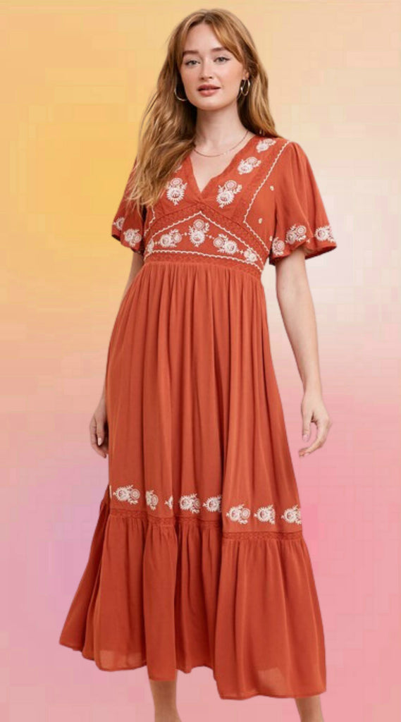 Sienna Sunrise Embroidered Dress