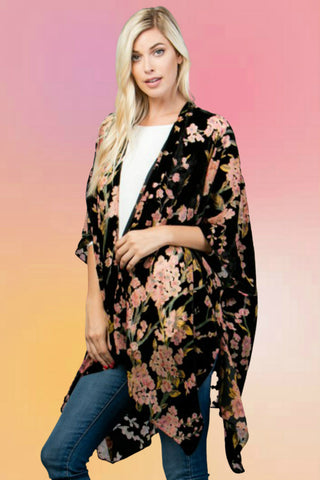 Nouveau Floral Velvet Kimono