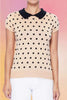 Pop Dots Peter-Pan Collar Pullover: Tan