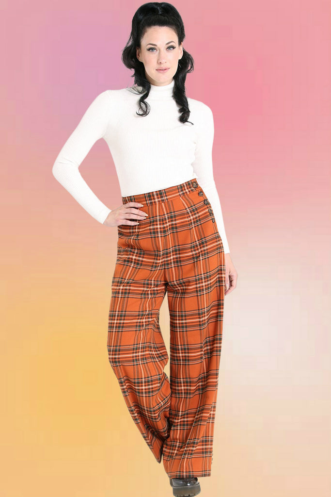 Tawny Vintage Style Plaid Pants
